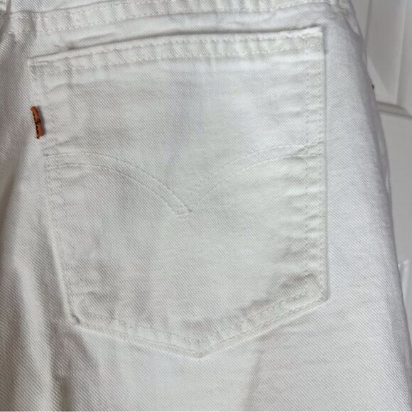 Levis Womens Cut Off White Denim Size 12 High Waist Jean Shorts Beach Summer - Picture 7 of 8